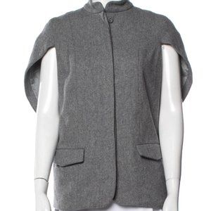 LOEFFLER RANDALL Wool Cape Sleeve Tailored Jacket Vest